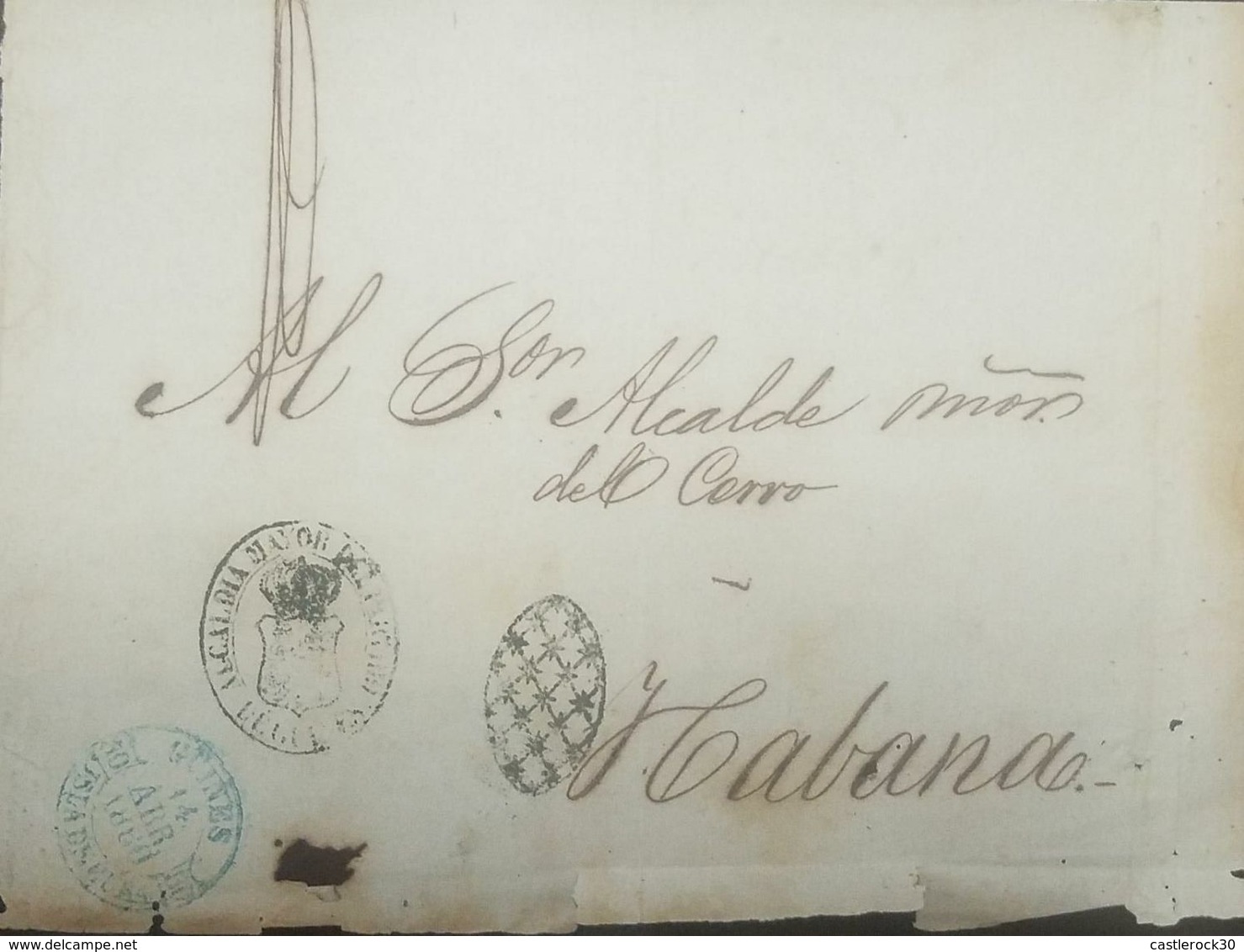 O) 1860 CUBA-CARIBE, GUINES BLUE BAEZA, ALCALDIA MAYOR, XF - Préphilatélie