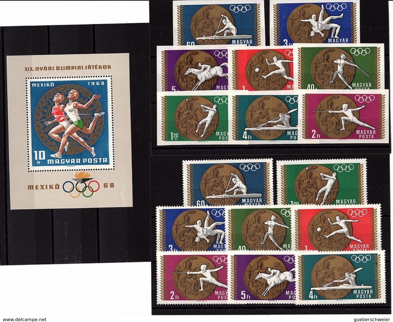 HG 151 HONGRIE N° 2020/27 Dentelés + Non-dentelés + Bloc 71 Neufs** Jeux Olympiques 1968 - Unused Stamps