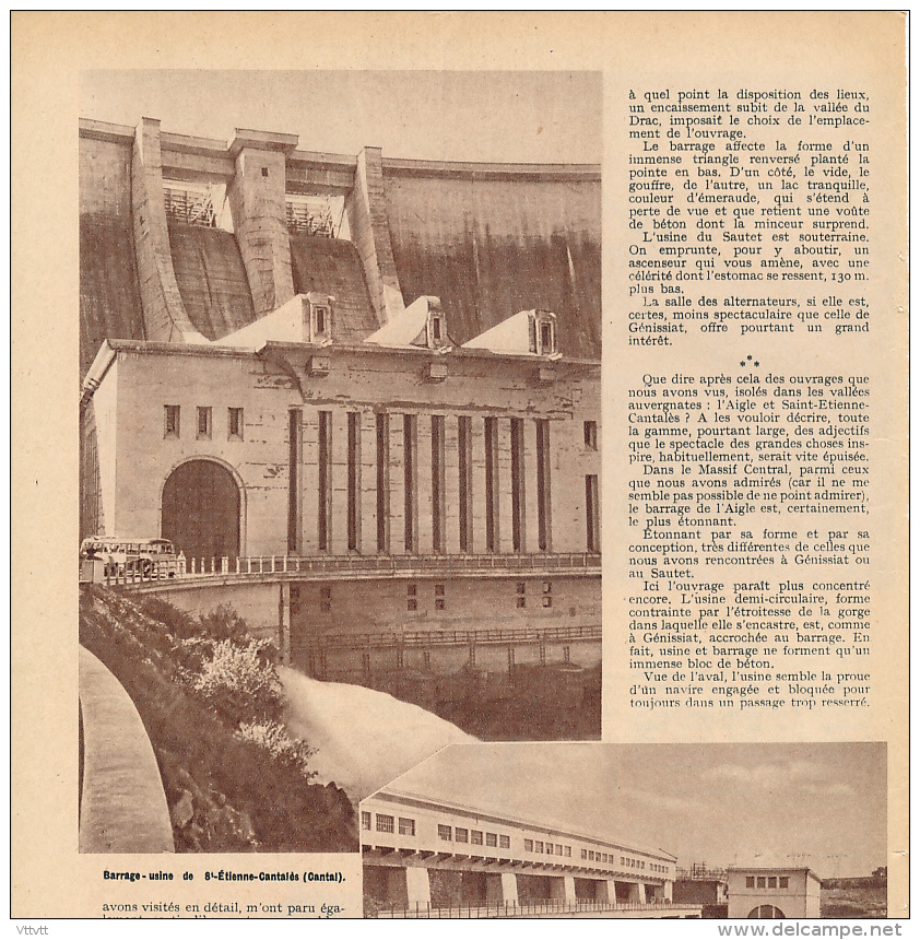 1950 : Document, HOUILLE BLANCHE, La Grave, Génissiat, Barrage Du Sautet, Le Galibier, Polignac; St-Etienne-Cantalès... - Non Classificati