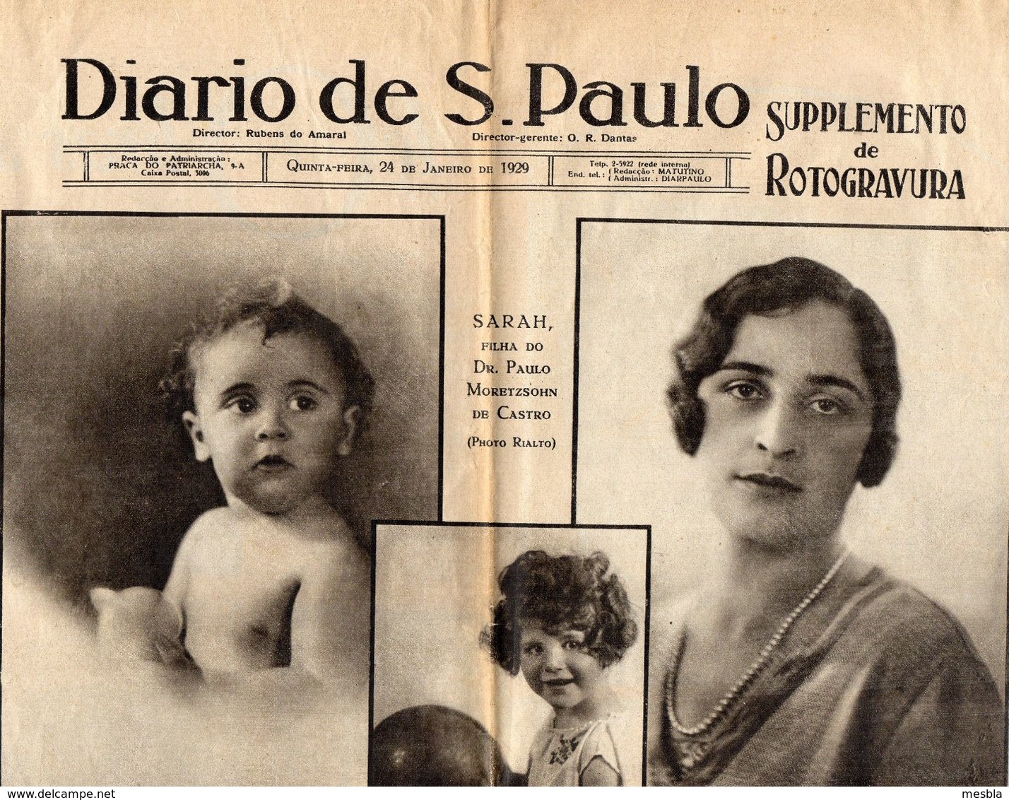 DIARIO  De SAO  PAULO -  Supplemento  De  Rotogravura - 24 De Janeiro De 1929  (en Portuguais) - Revues & Journaux