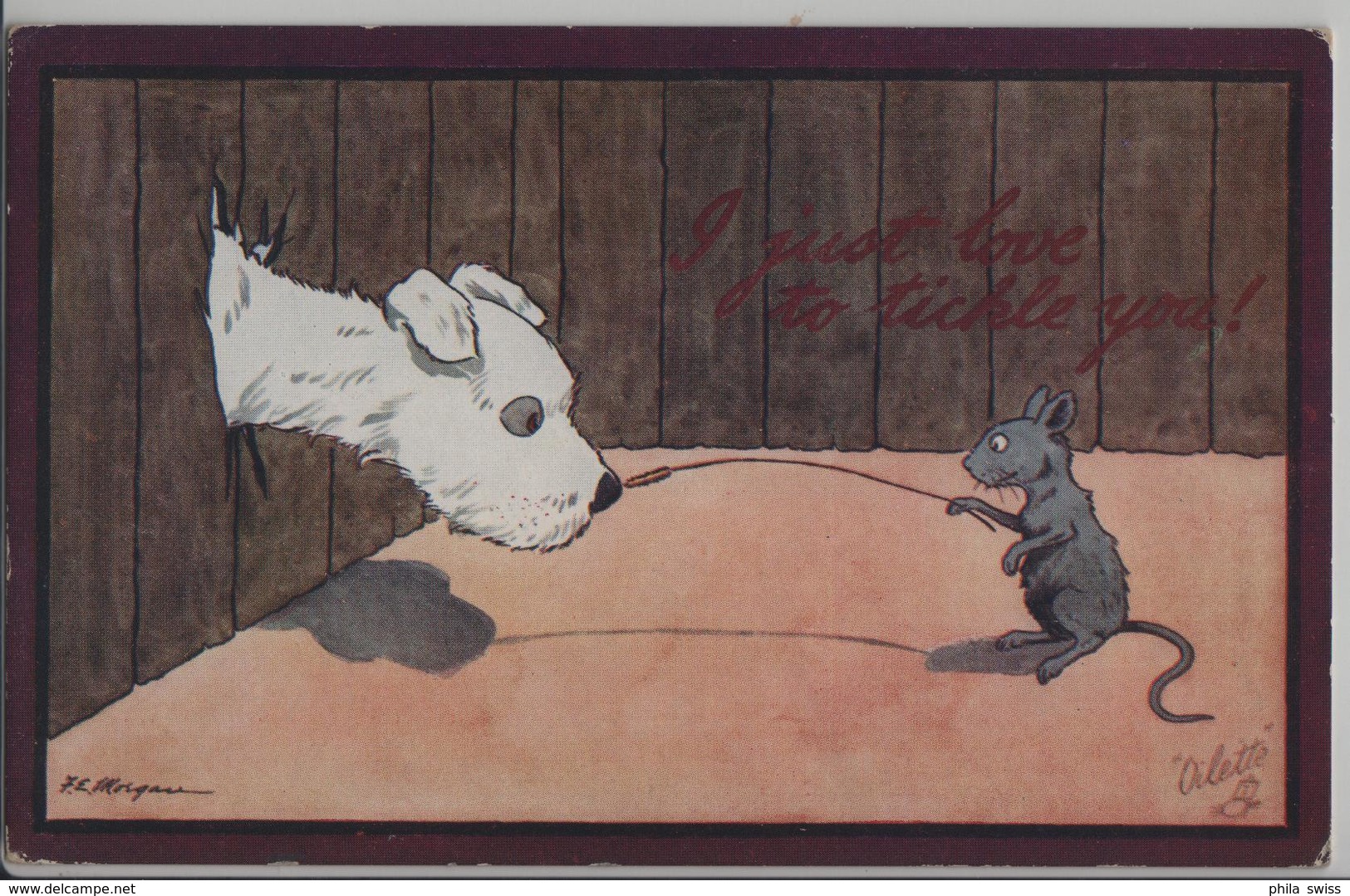 Some Dog "Oilette" I Just Love To Tickle You - Dog & Mouse Hund & Maus - Tuck's Post Card No. 8866 - Tuck, Raphael