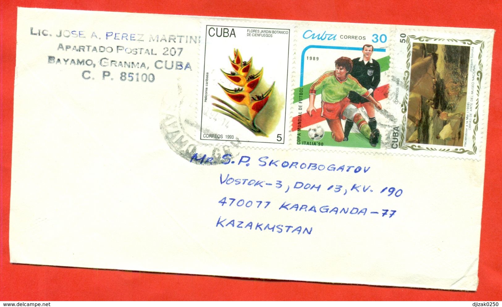 Cuba 1994. Envelope Really Past The Mail. Football. - Briefe U. Dokumente