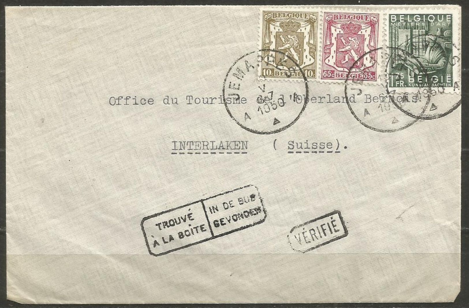 1948 - COB N° 768+420+711oblitérés (o) Sur Lettre- TROUVE à La BOITE Et VERIFIE - JEMAPPES - Lettres & Documents