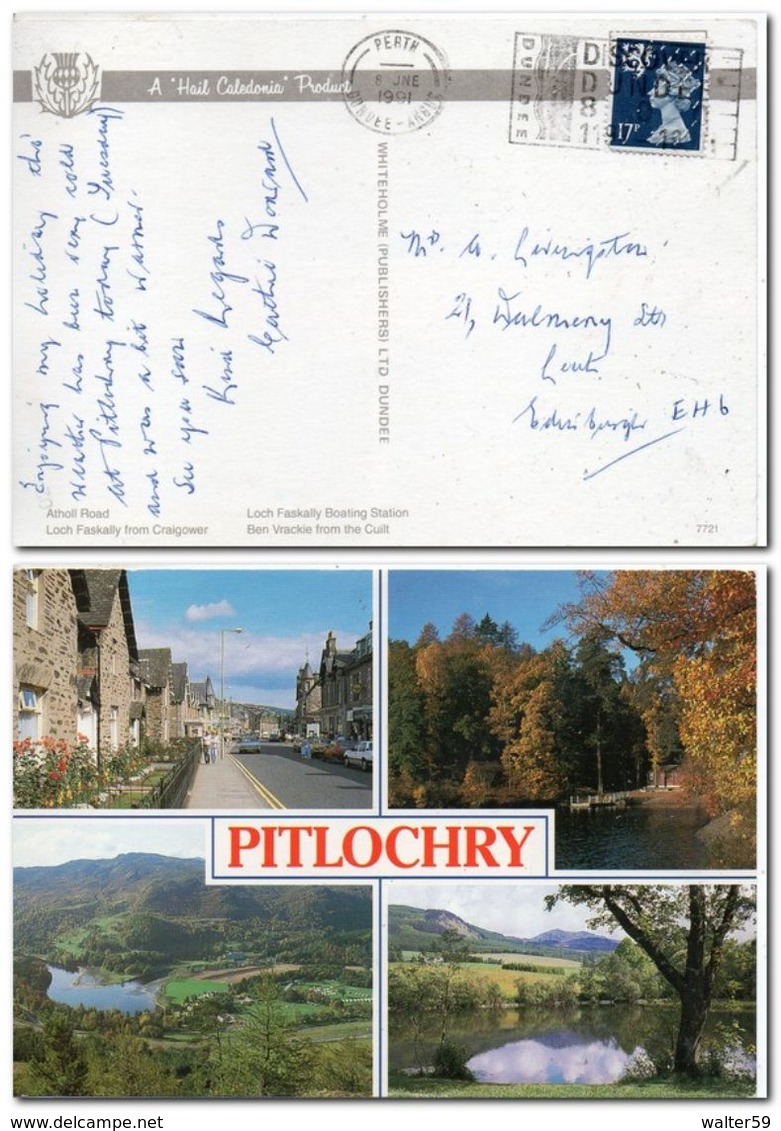 1991 UK Great Britain Multiview Postcard Pitlochry Posted Perth Slogan Discover Dundee - Covers & Documents