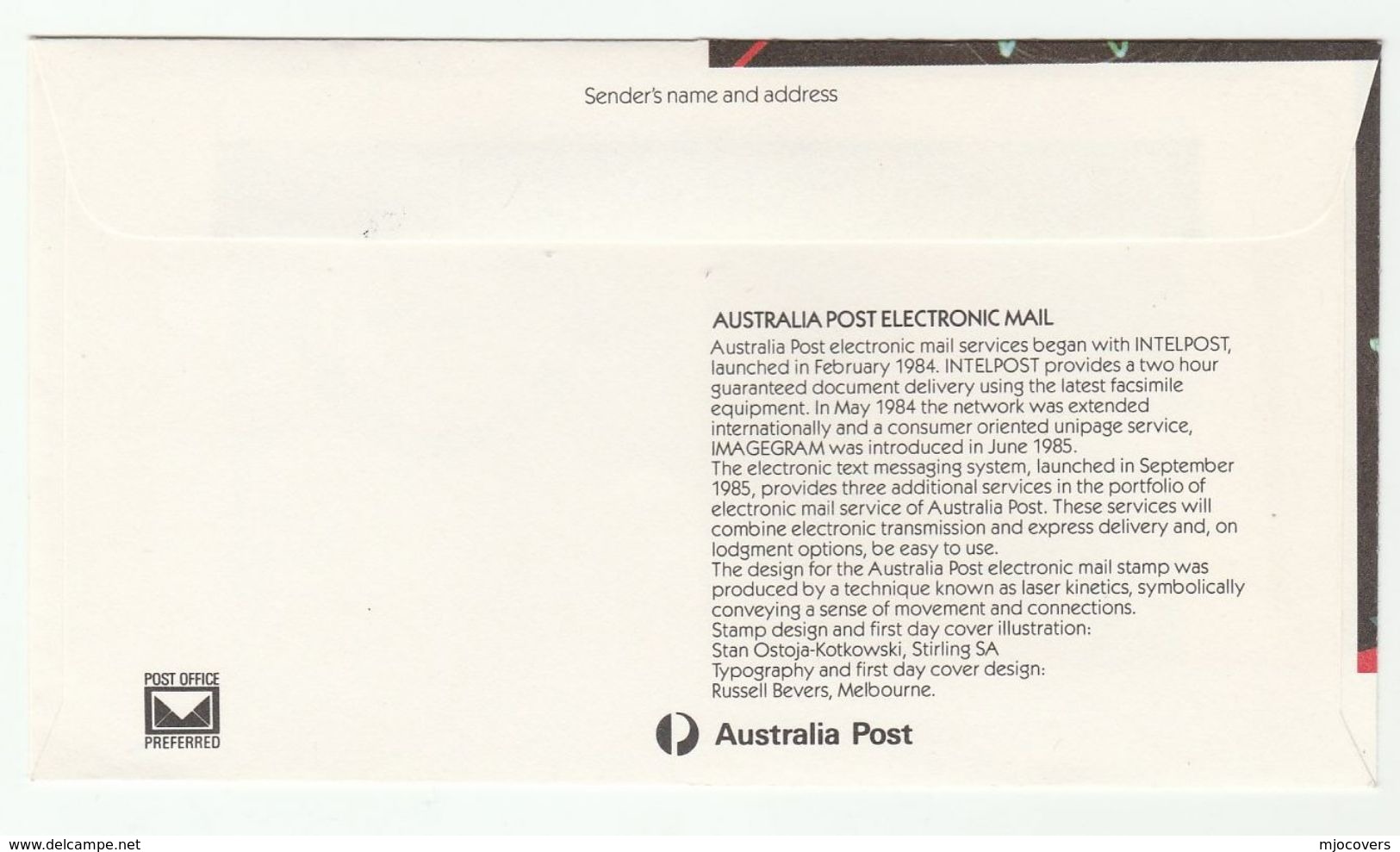 1985 Darwin AUSTRALIA FDC  ELECTRONIC MAIL Ref INTERPOST  TEXT MESSAGING Email Stamps Computer Computing Cover - FDC