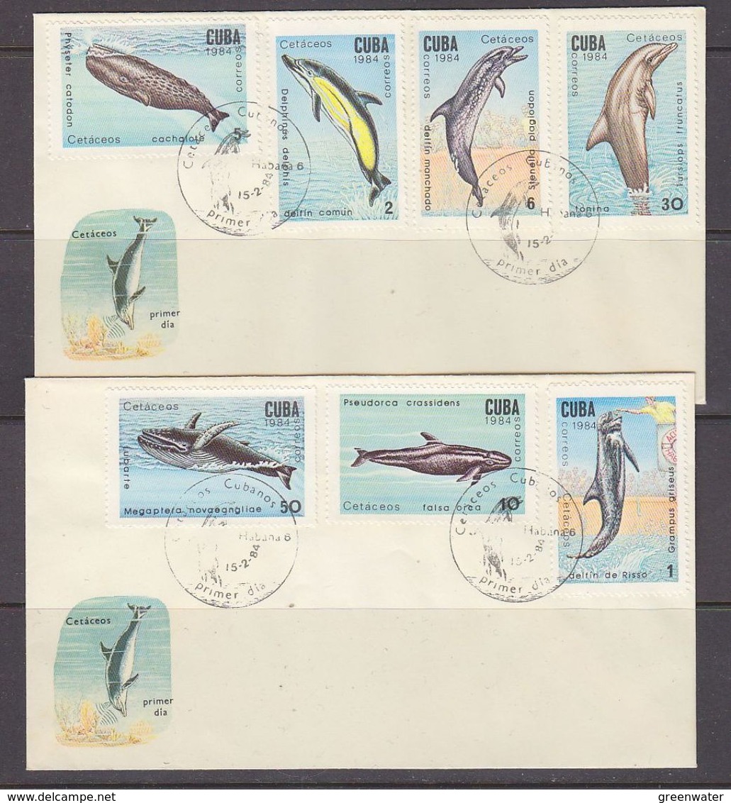 Cuba 1984 Whales & Dolphins 7v 2 FDC (37425) - FDC