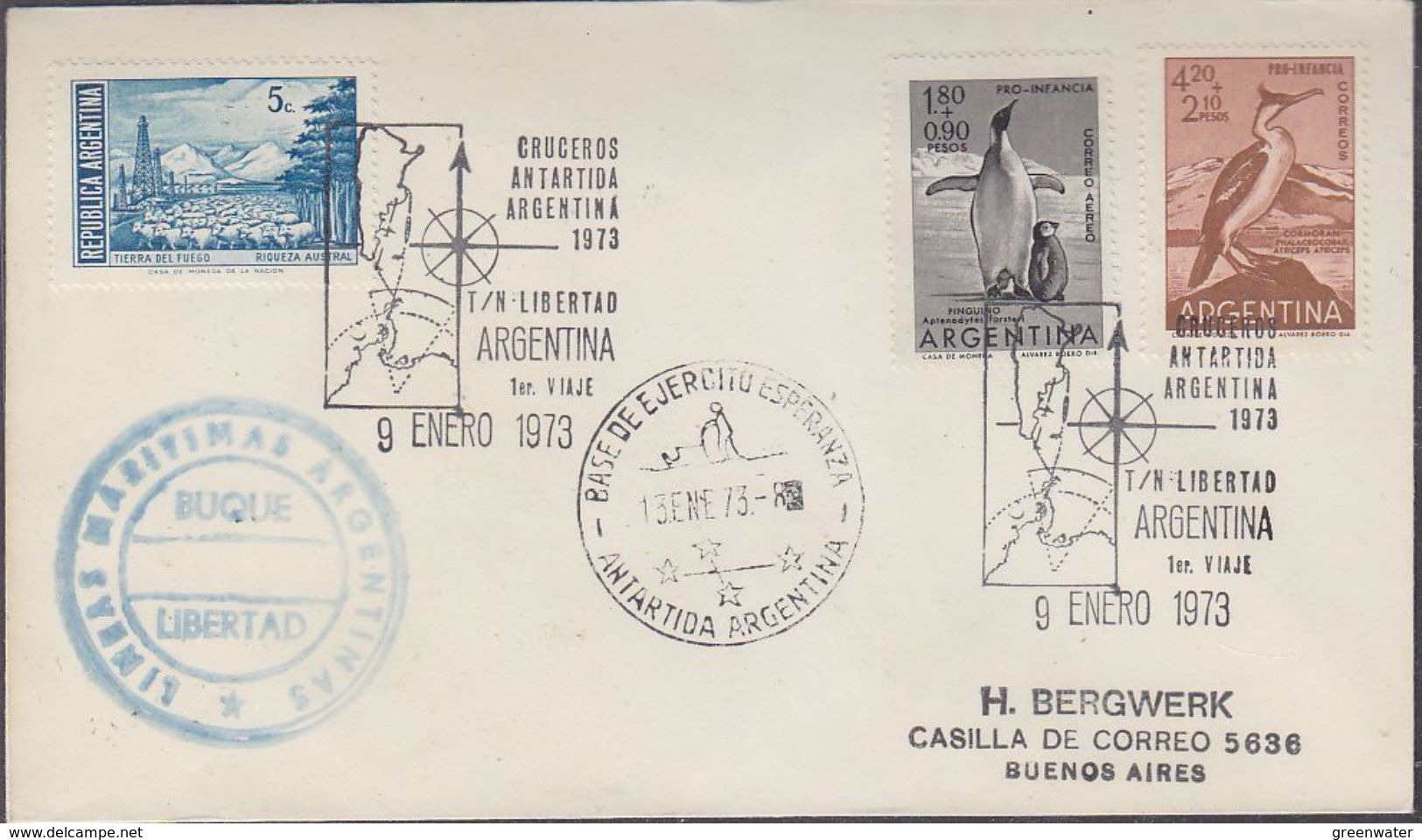 Argentina 1973 Cruceros Antartida Argentina Ca Esperanza Cover (37426) - Polar Ships & Icebreakers