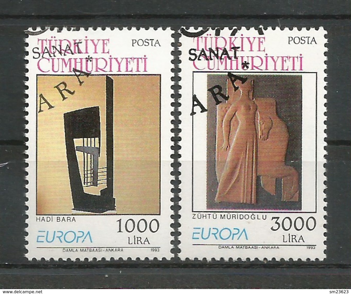 Türkei 1993  Mi.Nr. 2984 / 2985 , EUROPA CEPT - Zeitgenössische Kunst - Gestempelt / Used / (o) - Oblitérés