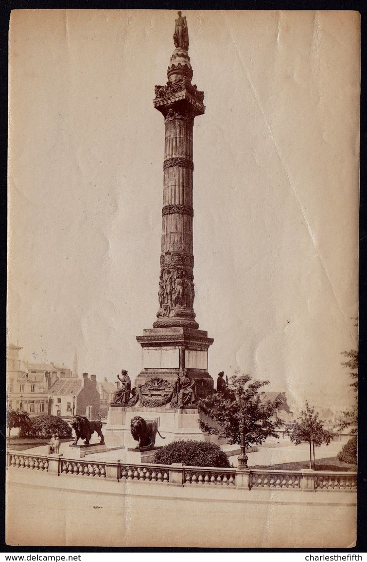 GRANDE PHOTO ALBUMINEE VERS 1880 - ** COLONNE DU CONGRES ** BRUXELLES - Photo Dietrich ( Montagne De La Cour ) - Alte (vor 1900)