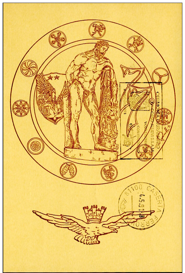 1991-Vaticano Cartolina Illustrata Scuola Sottufficiali A.M. Caserta Cachet Giuramento Allievi 77&ordm; Corso Dispaccio  - Luchtpost