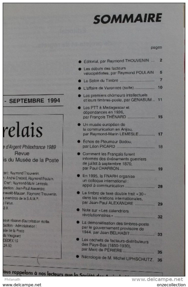 RELAIS   N°   47    SEPTEMBRE   1994     12   PHOTOS - Cancellations