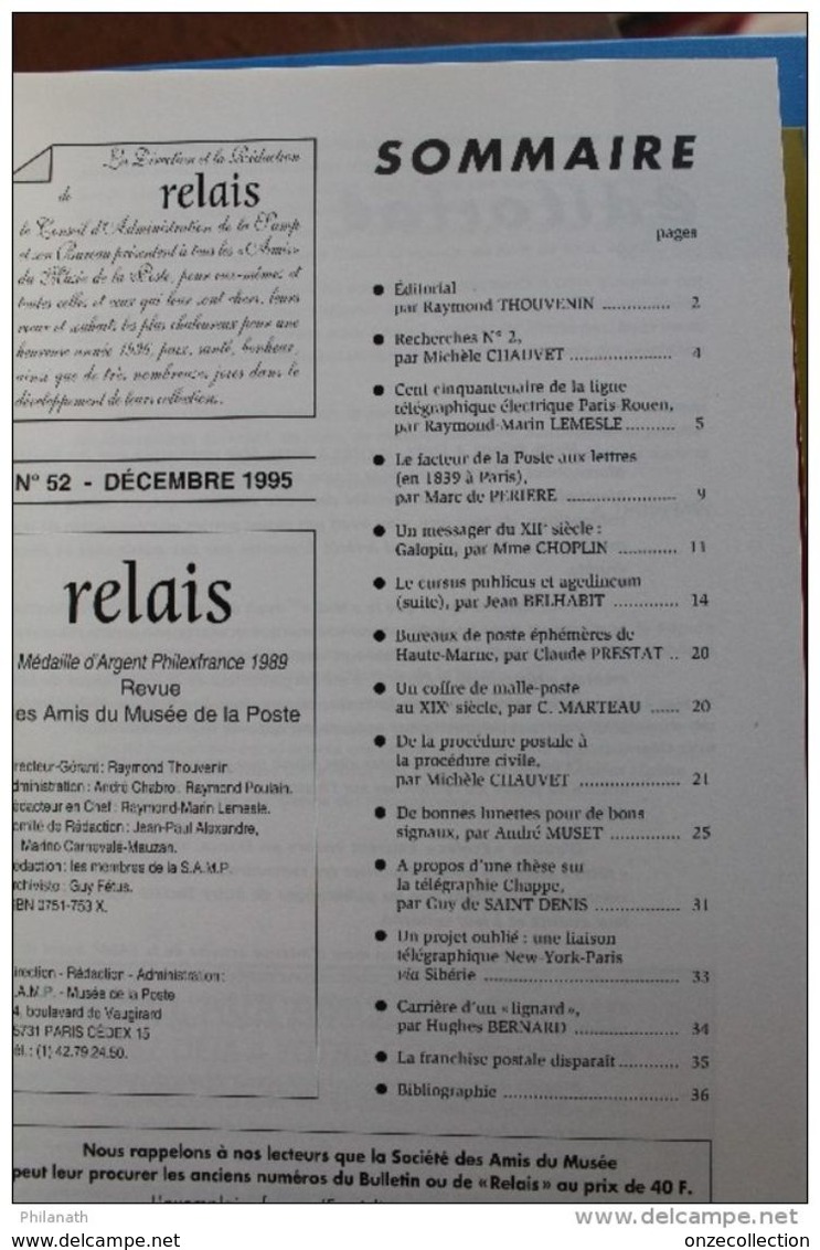 RELAIS   N°   52   DECEMBRE  1995     11   PHOTOS - Oblitérations