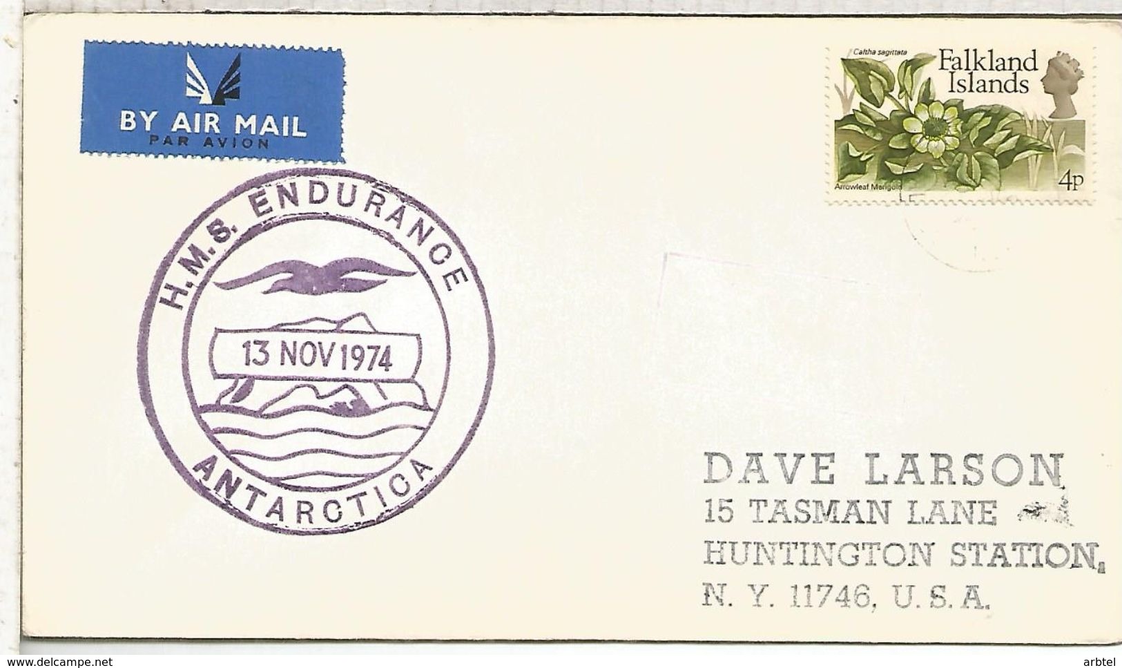 FALKLAND ISLANDS CC MARCA DEL BUQUE HMS ENDURANCE 1974 - Polar Ships & Icebreakers