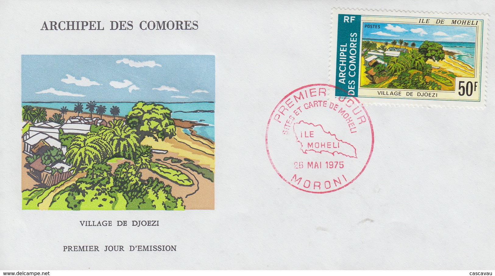 Enveloppe  FDC  1er  Jour   ARCHIPEL  Des  COMORES    Village  De   DJOEZI    1975 - Other & Unclassified