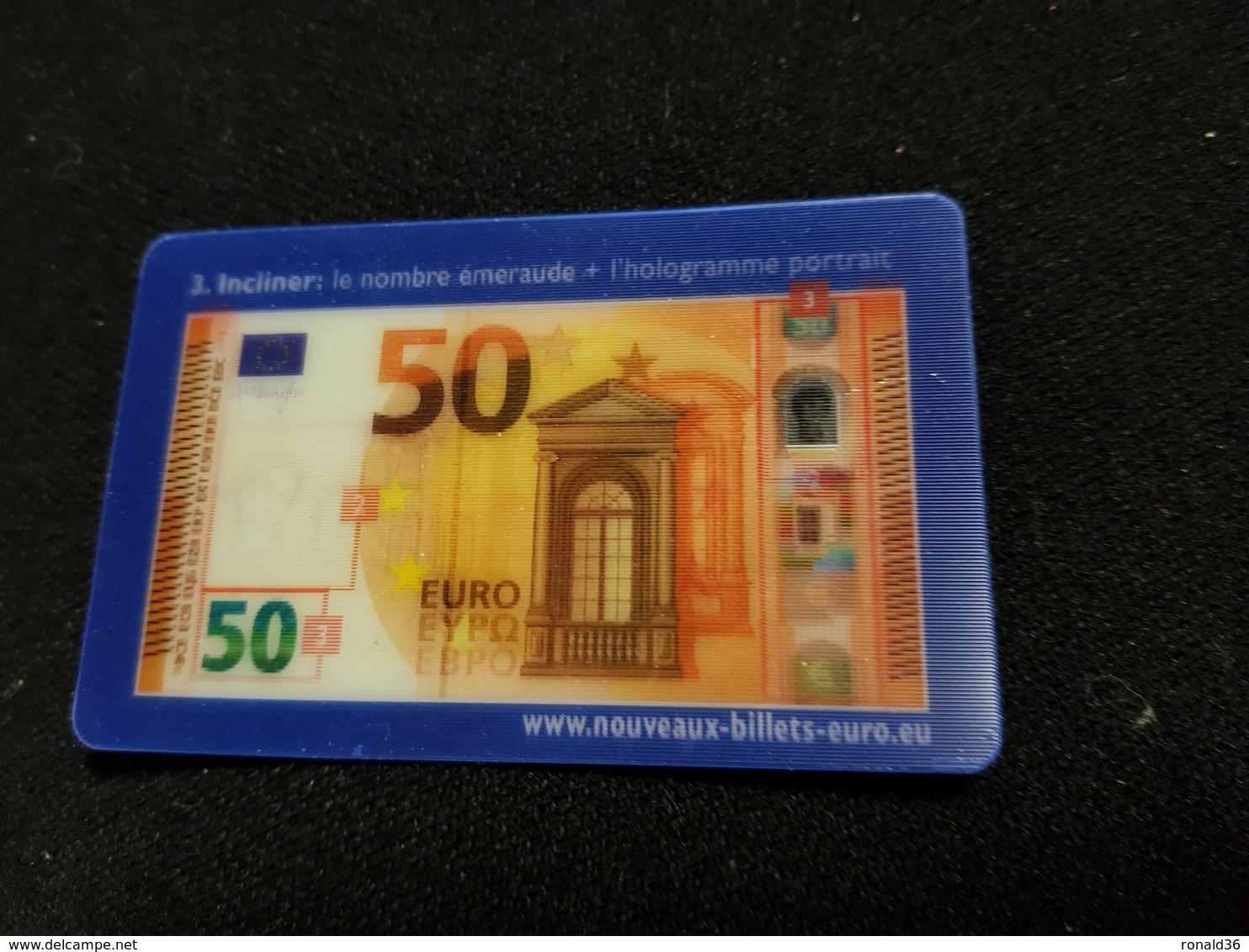 Carte BILLET DE 50 EURO Impression En Relief , Transparence , Incliner ( L'hologramme Portrait Et Le Nombre D'émeraude ) - Fictifs & Spécimens