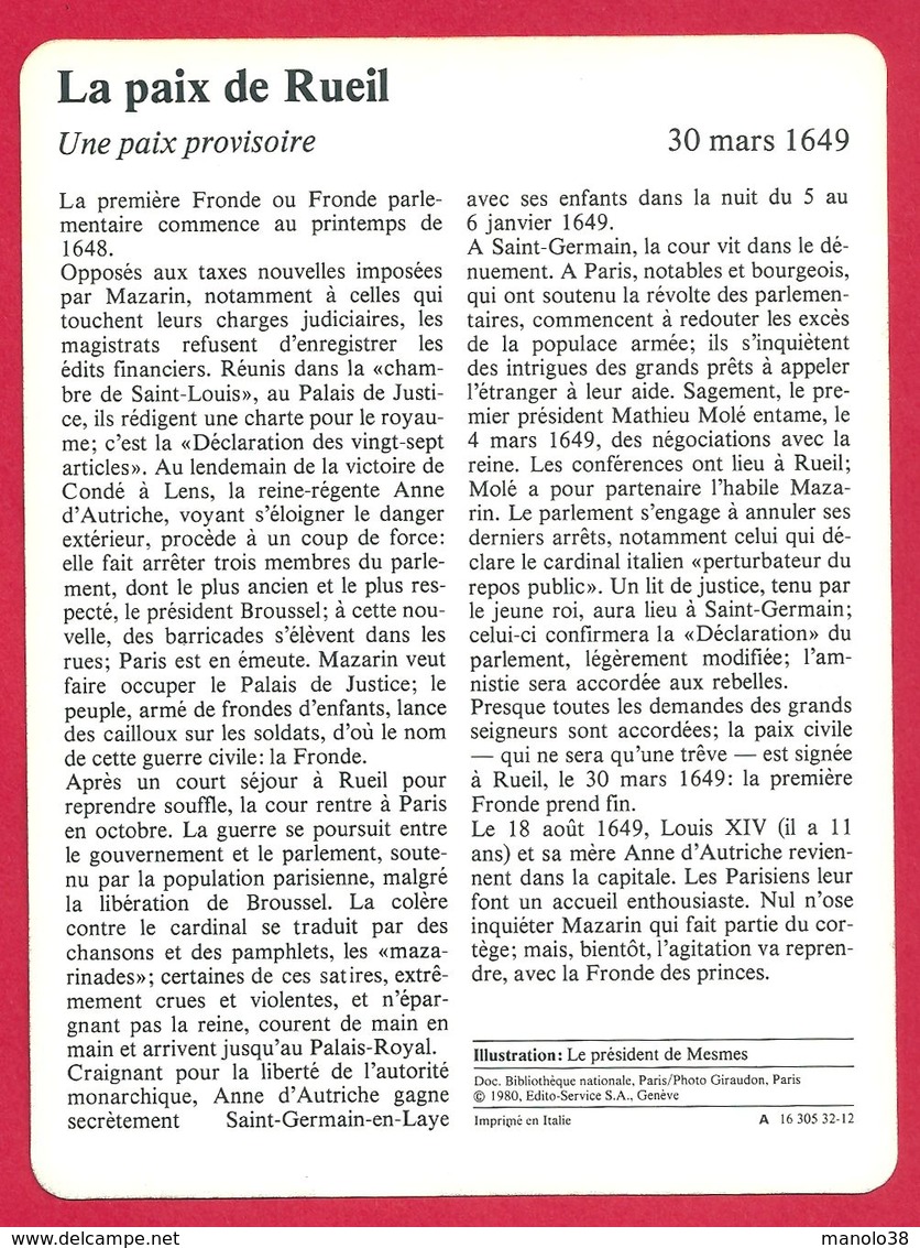 La Paix De Rueil, Fin De La Fronde Parlementaire, Mathieu Molé, Mazarin, Louis XIV - History