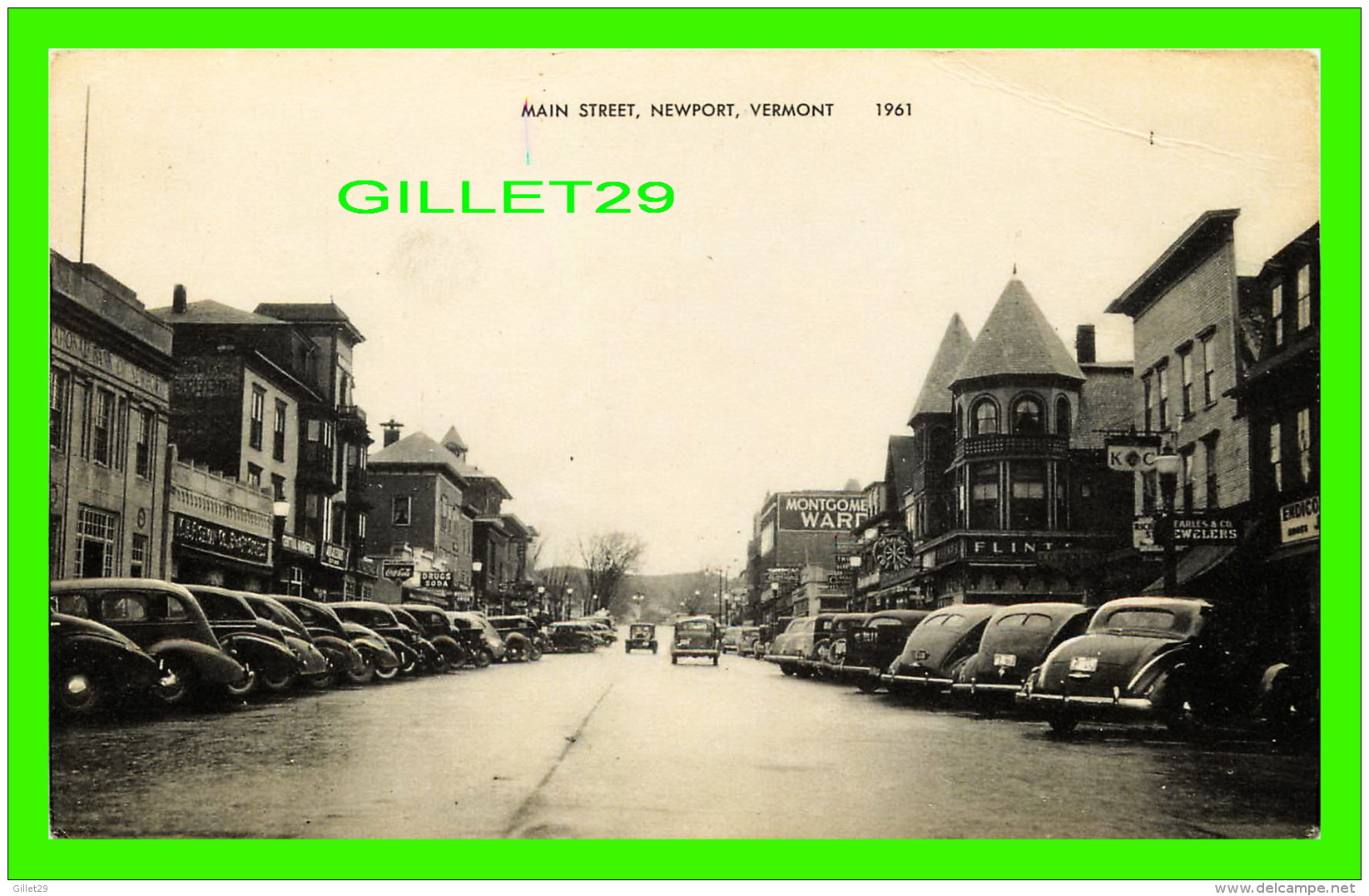 NEWPORT, VT - MAIN STREET - ANIMATED WITH A LOT OF OLD CARS - AMERICAN ART POST CARD CO - - Autres & Non Classés