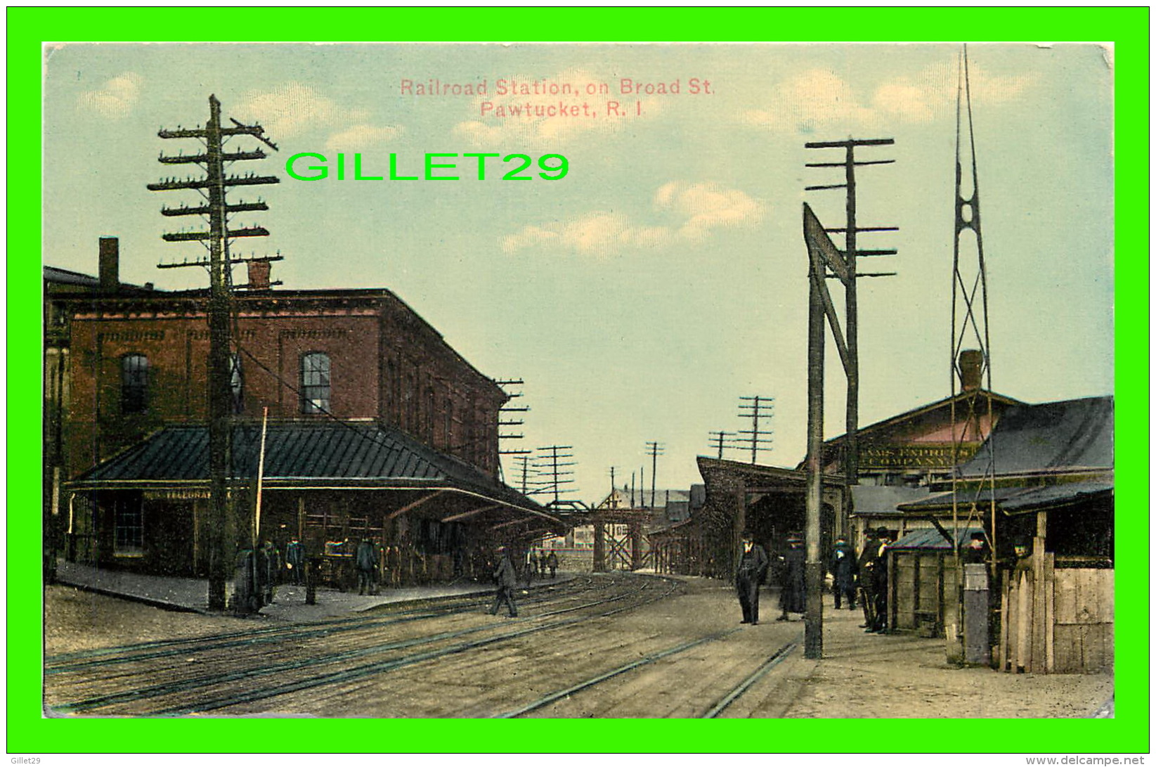 PAWTUCKET, RI - RAILROAD STATION, ON BROAD STREET IN 1900 - ANIMATED - 3/4 BACK - - Pawtucket