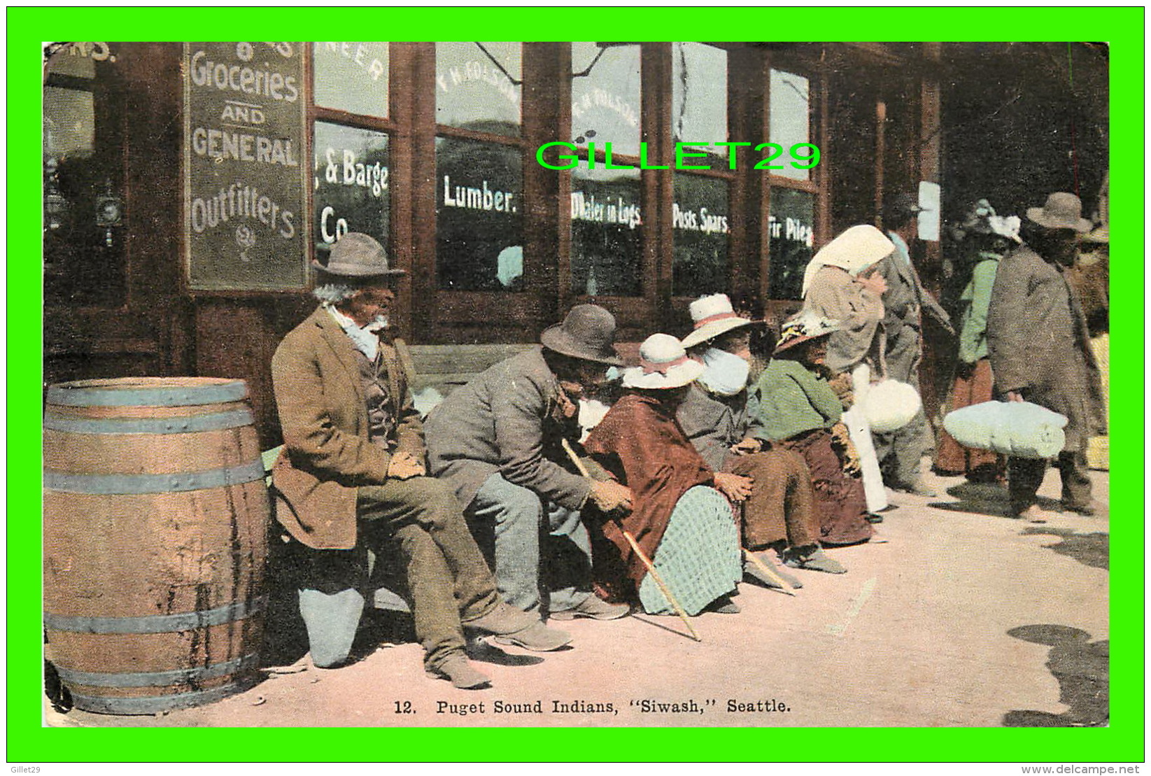 INDIENS - PUGET SOUND INDIANS " SIWASH " SEATTLE - ANIMATED - TRAVEL IN 1908 -  RHODES BROS - - Indiens D'Amérique Du Nord