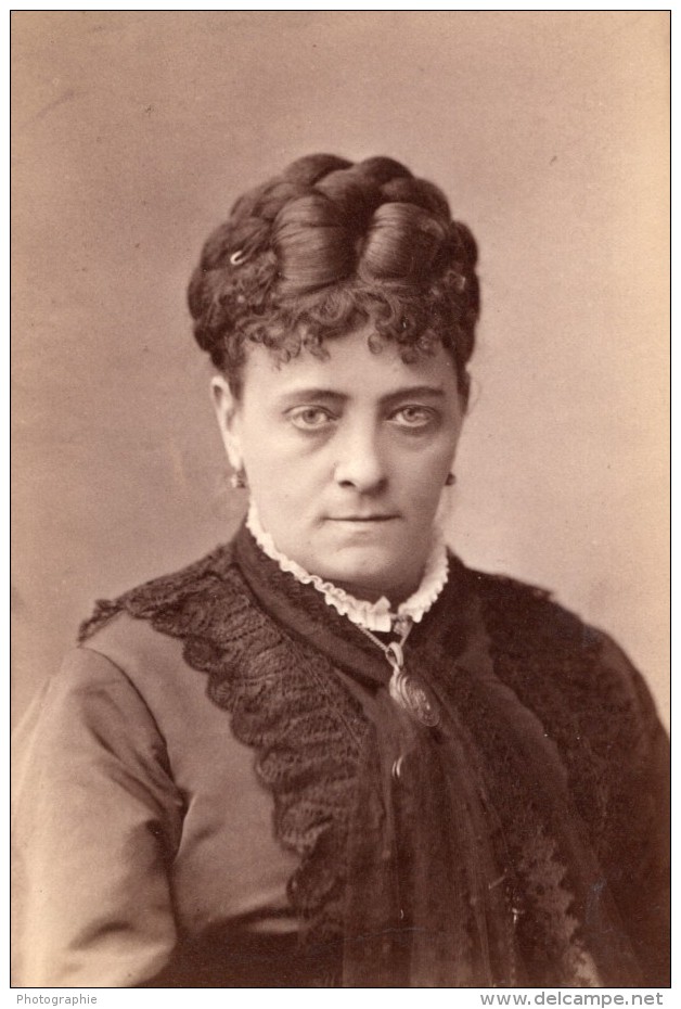 USA Portrait De L'Actrice De Theatre Fanny Janauschek Autographe Ancienne Photo 1870's - Fotos Dedicadas