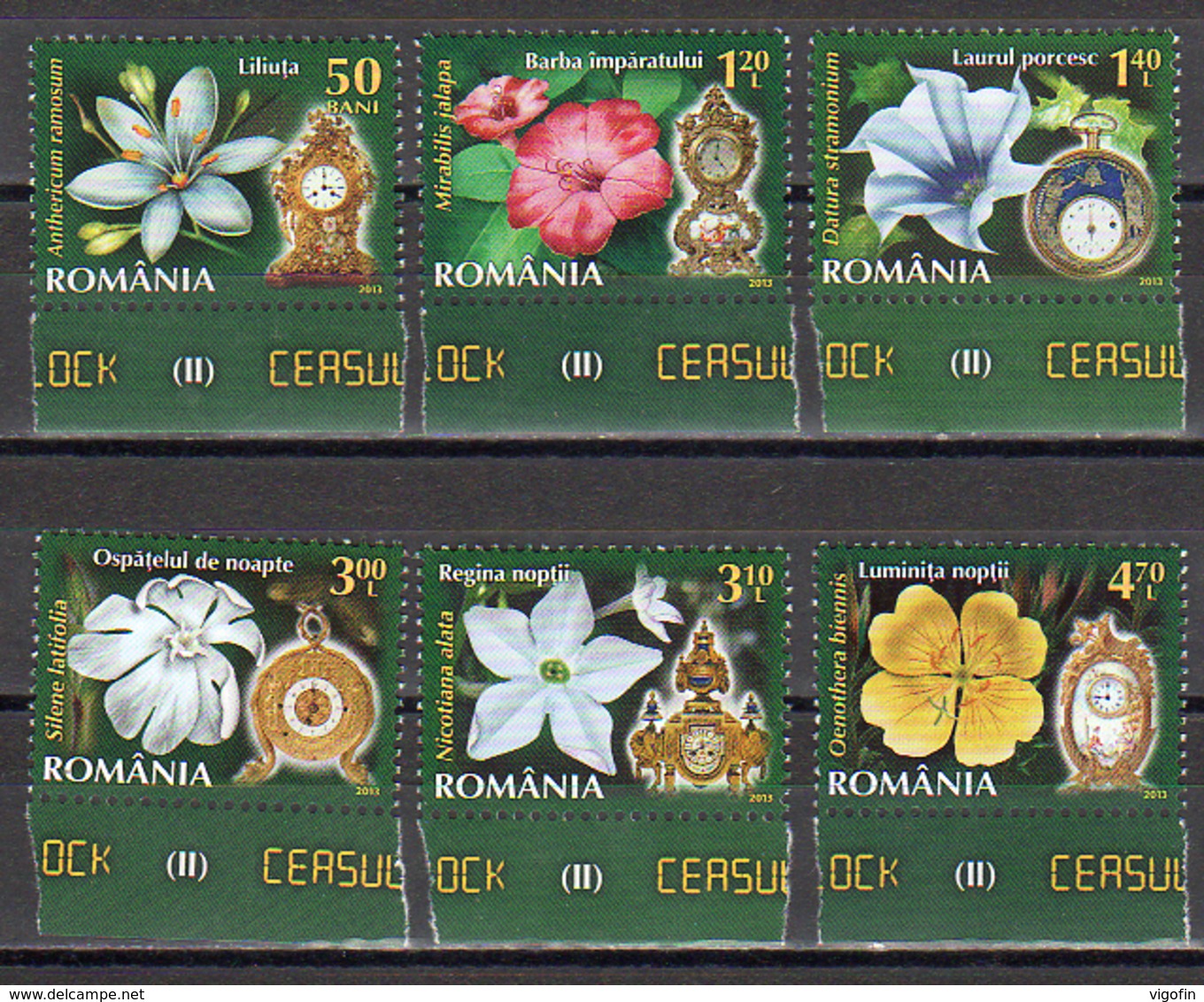 RO 2013- II FLOWERS AND WATCHES, ROMANIA, 1 X 8v, MNH - Sonstige & Ohne Zuordnung