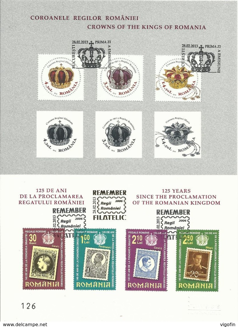 RO 2013- 125YEAR OF PROCLAMATION ROMANIAN KINGDOM, S/S, MNH - Blocks & Kleinbögen