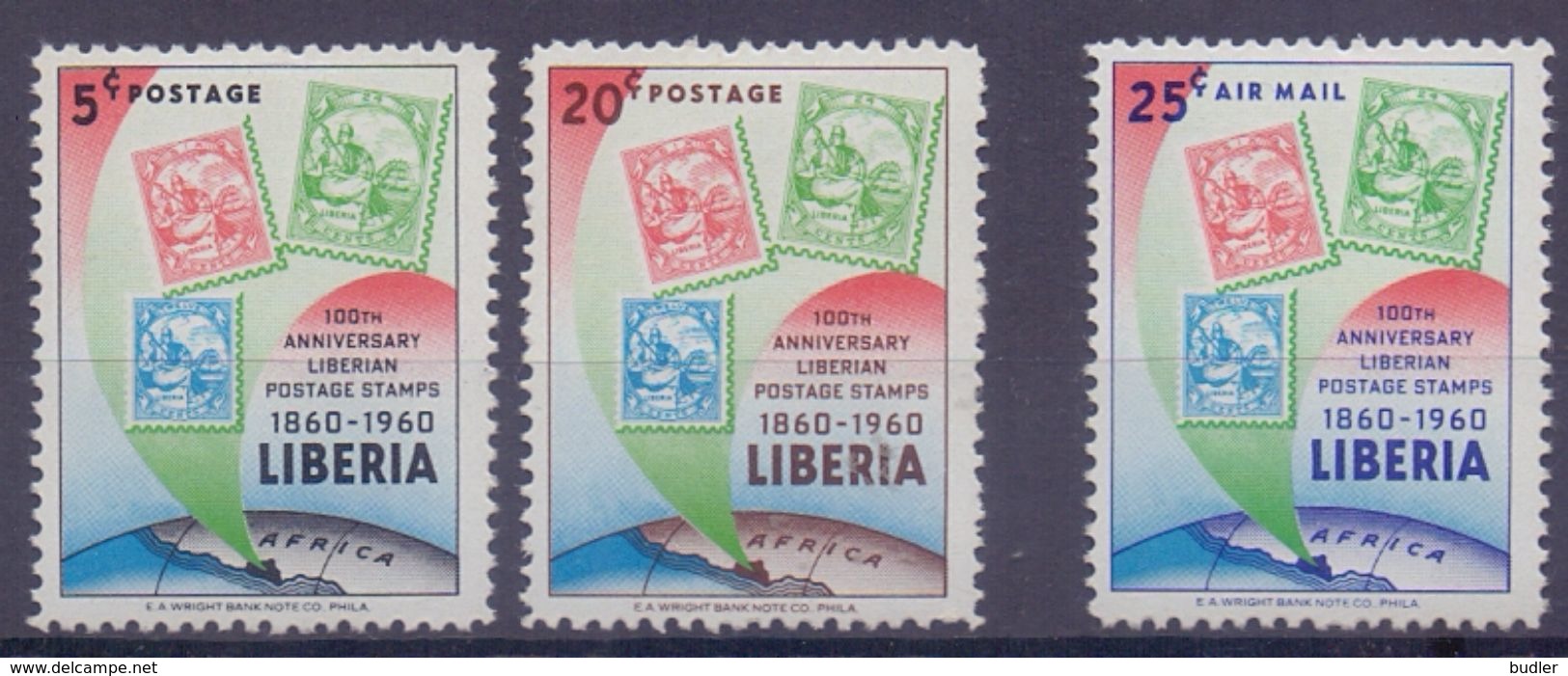 Rep. Of LIBERIA :1947: Y.371-75 Dentelled/neufs/MNH & PA123 Avec Légère Trace De Charnière/lightly Hinged ## Centenary - Liberia