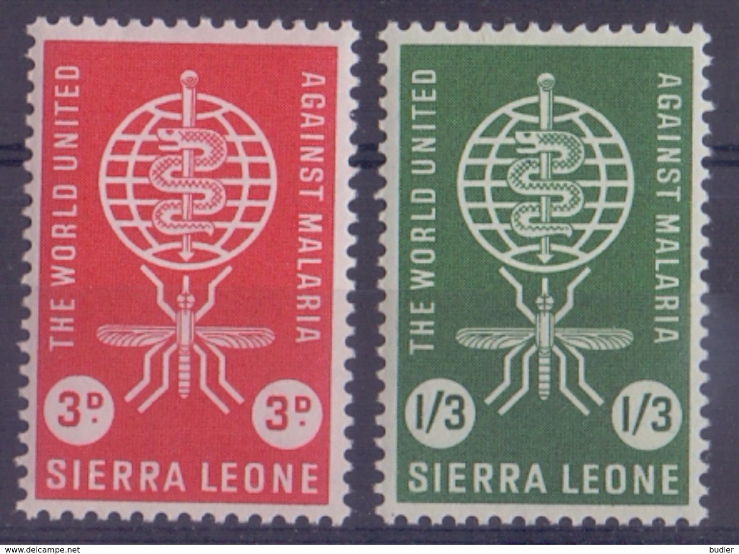 SIERRA LEONE :1962: Y.211-12 Dentelled/neufs/MNH : ## ERADICATION Of MALARIA ## :  PALUDISME,HEALTH,SANTÉ,INSECT, - Sierra Leone (1961-...)