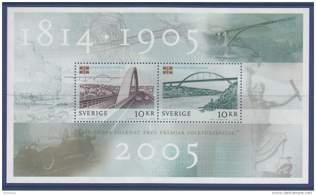 Sweden 2005 MNH Scott #2514 Sheet Of 2 10k Dissolution Of Sweden-Norway Union Joint With Norway - Emissions Communes