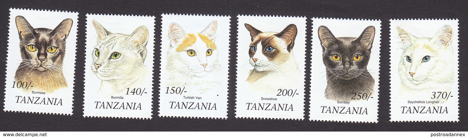 Tanzania, Scott #1804-1809, Mint Hinged, Cats, Issued 1999 - Tanzanie (1964-...)