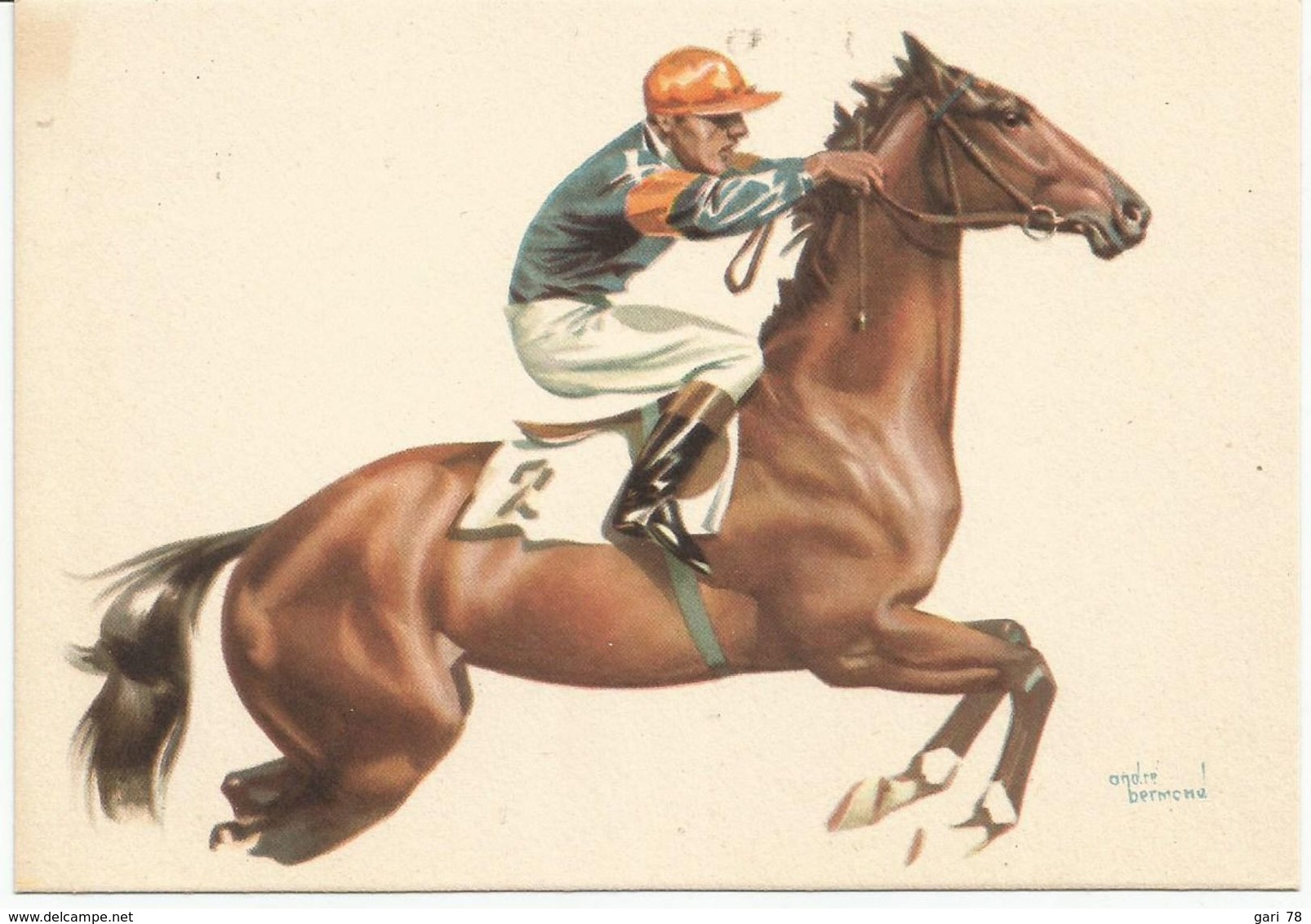 CP Illustrateur  D'André BERMOND - Hippisme, Cheval Au Galop - Bermond