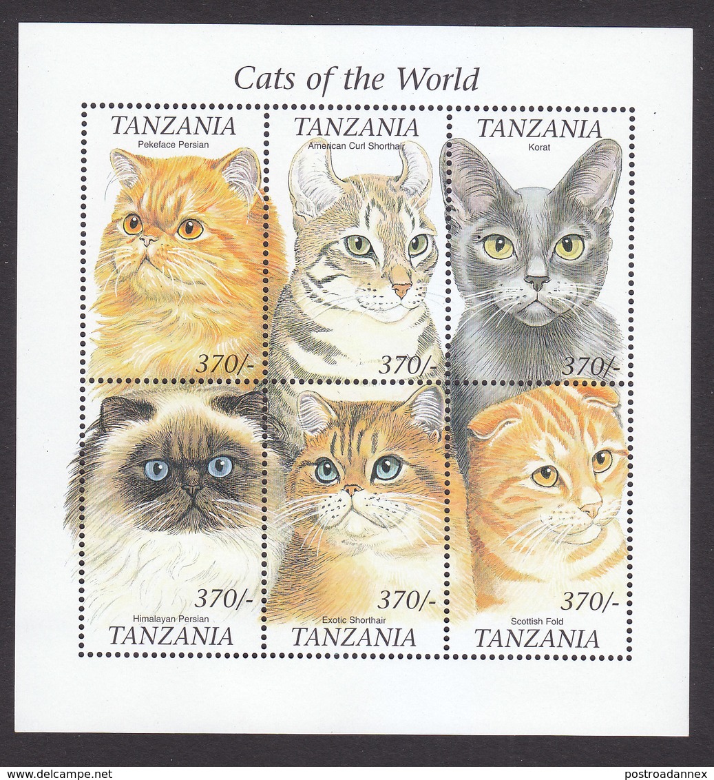 Tanzania, Scott #1811-1812, Mint Never Hinged, Cats, Issued 1999 - Tanzania (1964-...)