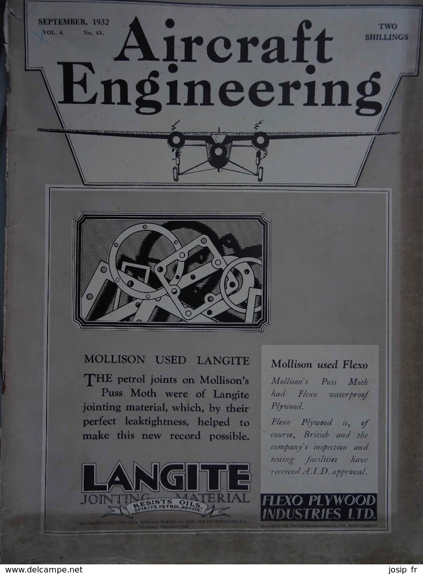 AVIATION - Lot 6 Revues AIRCRAFT ENGINEERING 1932-33 En Anglais AVIONS - Transports