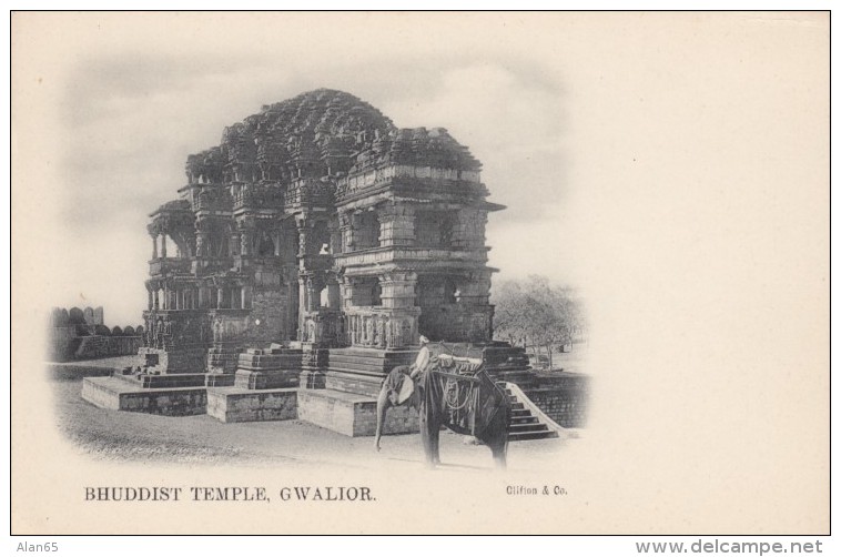 Gwalior India, Bhuddist Temple, Religion Architecture, C1900s Vintage Postcard - India