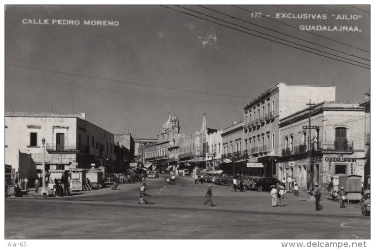 Guadalajara Mexico, Calle Pedro Moreno Street Scene, Business Signs, C1940s/50s Vintage Real Photo Postcard - México