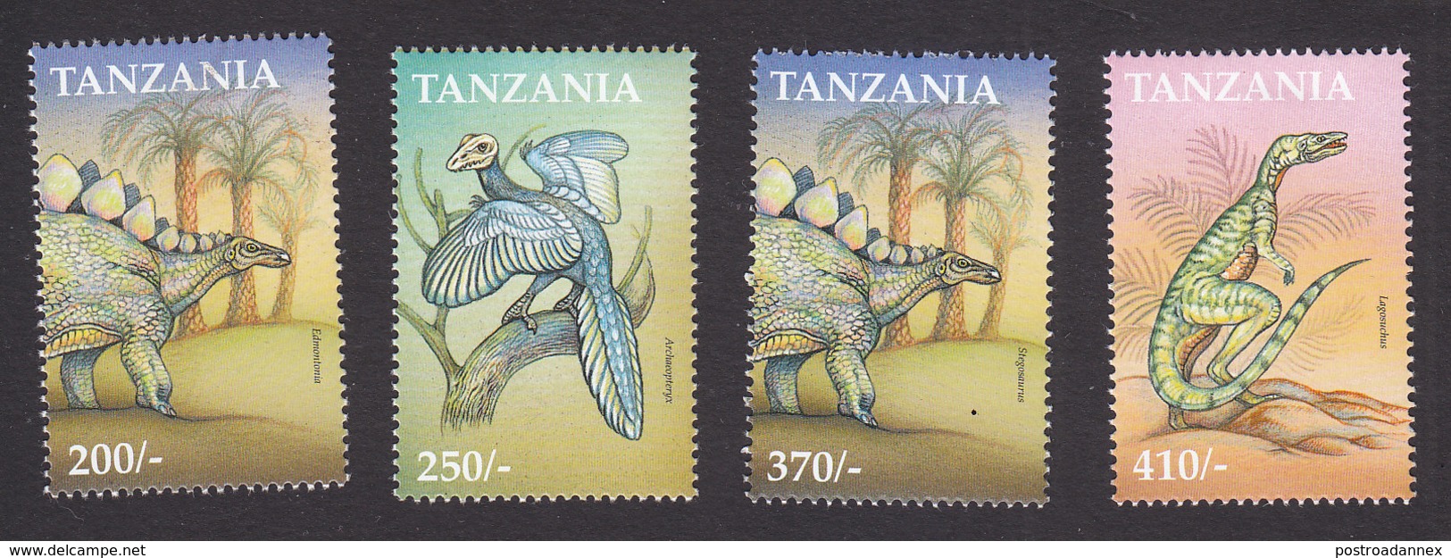 Tanzania, Scott #1830-1833, Mint Hinged, Dinosaurs, Issued 1999 - Tanzanie (1964-...)