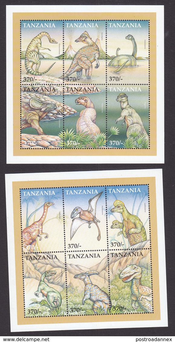 Tanzania, Scott #1834-1835, Mint Never Hinged, Dinosaurs, Issued 1999 - Tanzania (1964-...)