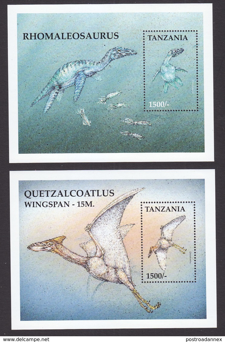 Tanzania, Scott #1836-1837, Mint Never Hinged, Dinosaurs, Issued 1999 - Tanzania (1964-...)