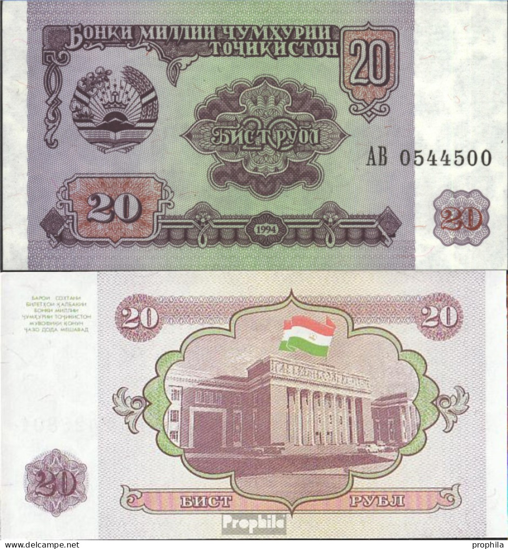 Tadschikistan Pick-Nr: 4a Bankfrisch 1994 20 Rubles - Tadjikistan