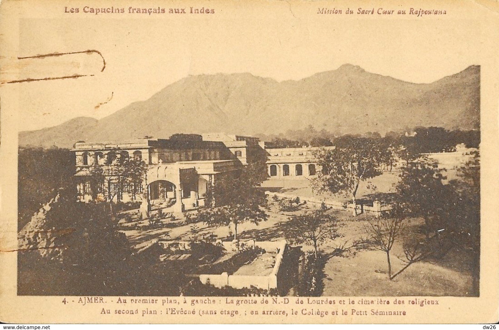 Ajmer, Grotte N-D De Lourdes, Capucins Français Aux Indes, Mission Du Sacré-Coeur Au Rajpoutana, Carte Non Circulée - Missions