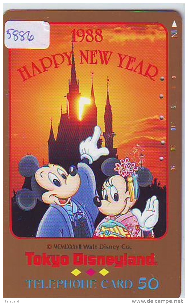 Télécarte Japon / 110-38791 - DISNEY - NOUVEL AN - HAPPY NEW YEAR 1988 (5886) Mickey Minnie Château - Japan Phonecard - Disney