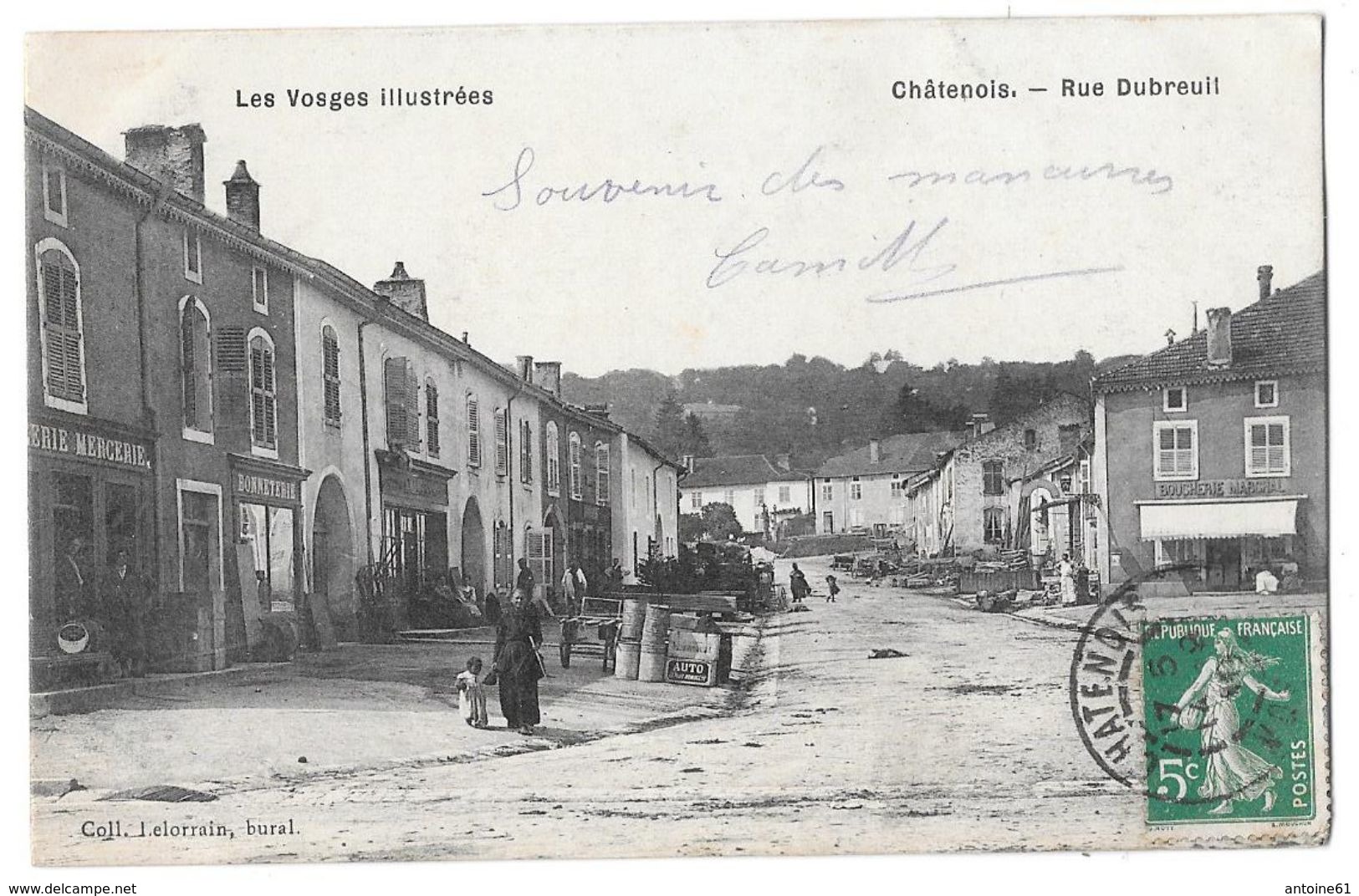 CHATENOIS - Rue Dubreuil (commerces, Mercerie, Bonneterie, Boucherie MARCHAL) - Chatenois