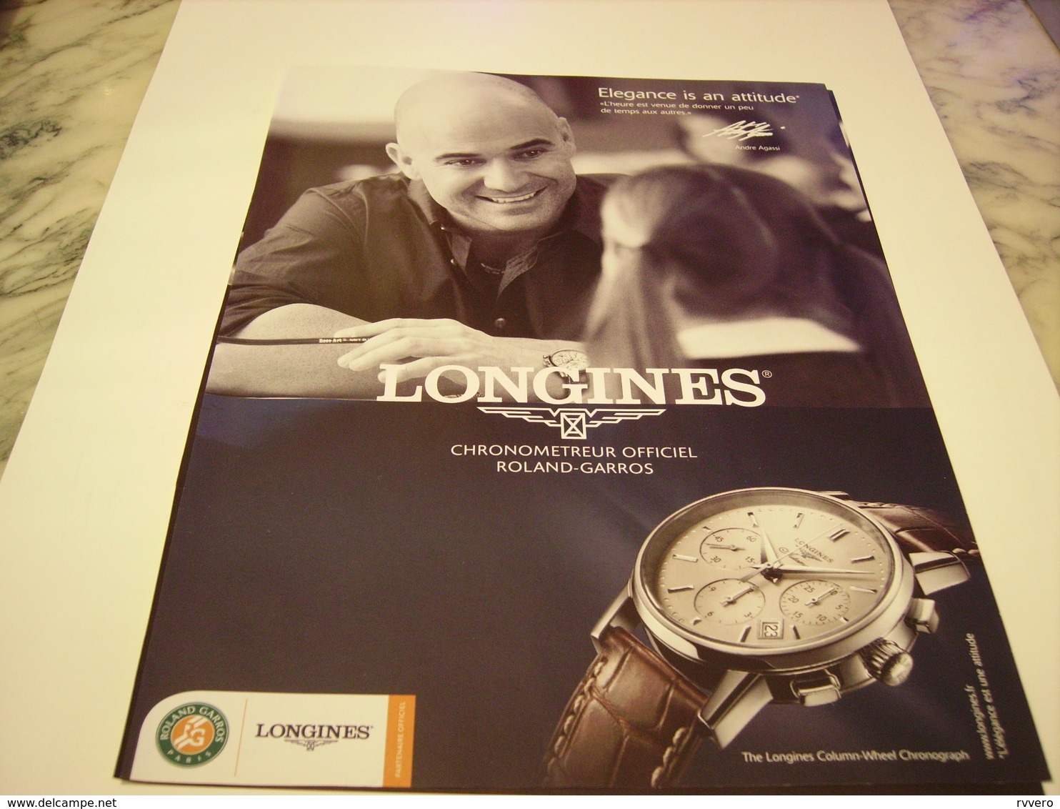 PUBLICITE  MONTRE LONGINES AVEC ANDRE AGASSI  2011 - Otros & Sin Clasificación