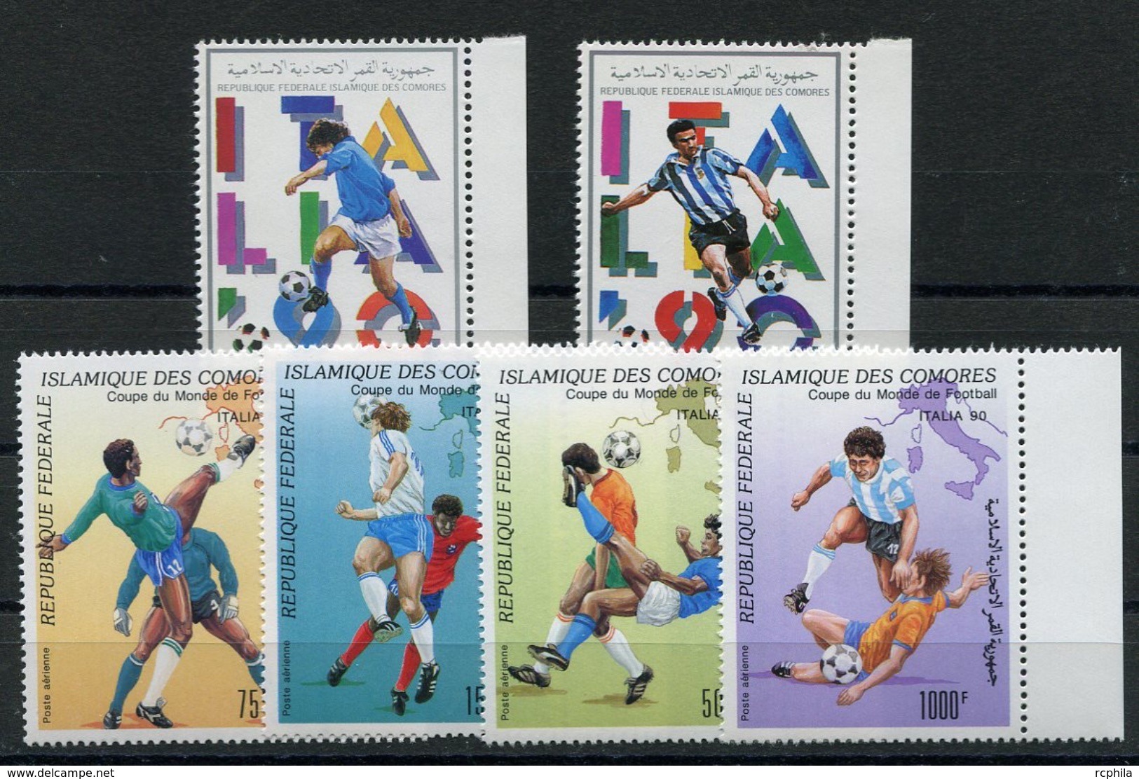 RC 6875 COMORES PA 287 / 288 + PA 290 / 293 - ITALIA 90 COUPE DU MONDE DE FOOTBALL SERIES COMPLETES NEUF ** TB - Comores (1975-...)