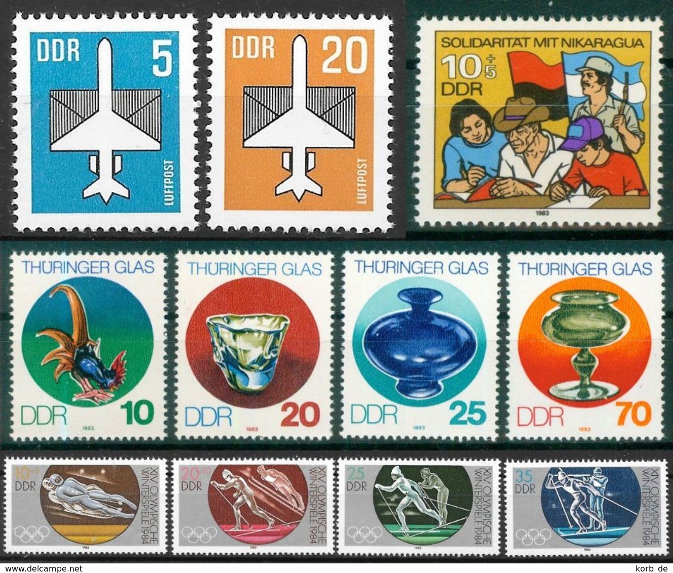 DDR 1983  / MiNr.   2831 – 2832 , 2834 , 2835 – 2838 , 2839 – 2842   ** / MNH  (q305) - Neufs