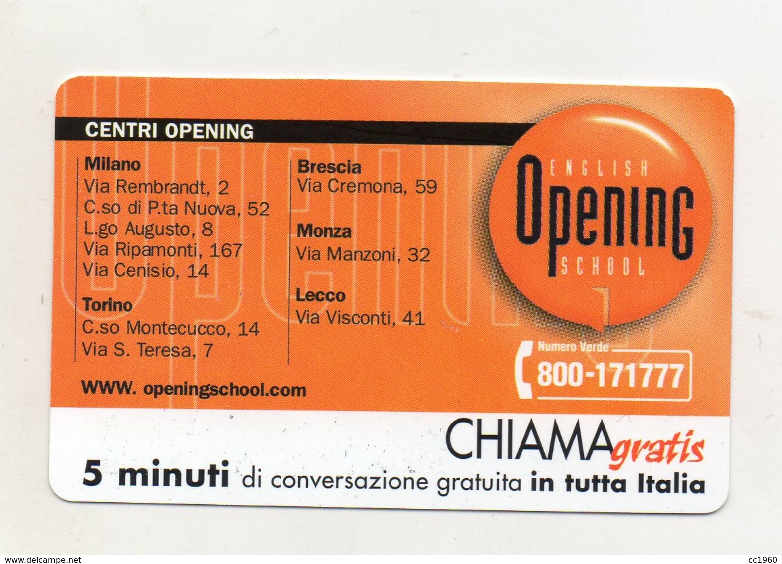 Telecom - Scheda Chiama Gratis - 2001 - OPENING - 5 Minuti Di Conversazione Gratuita - NUOVA - (FDC7991) - [2] Sim Cards, Prepaid & Refills