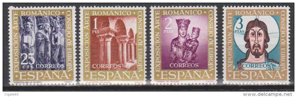 Espagne N° 1038 - 1041 *** Exposition D'Art Roman : C. St J. De Compostelle, M. St Domingo, Mad Irace, Egl Tahuil - 1961 - Neufs