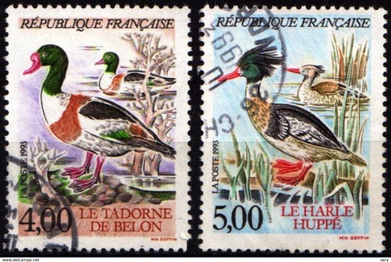 France 1993 2 V Used Ducks  Birds Bird Duck - Anatre