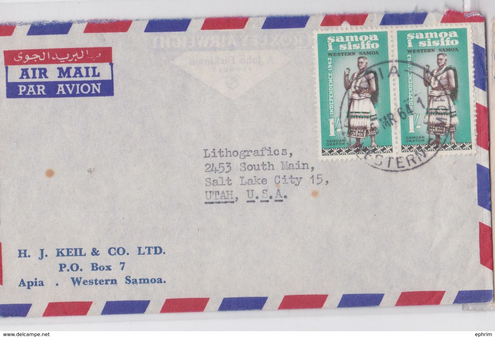 APIA WESTERN SAMOA - AIR MAIL COVER 1964 - SAMOAN ORATOR STAMP - Samoa