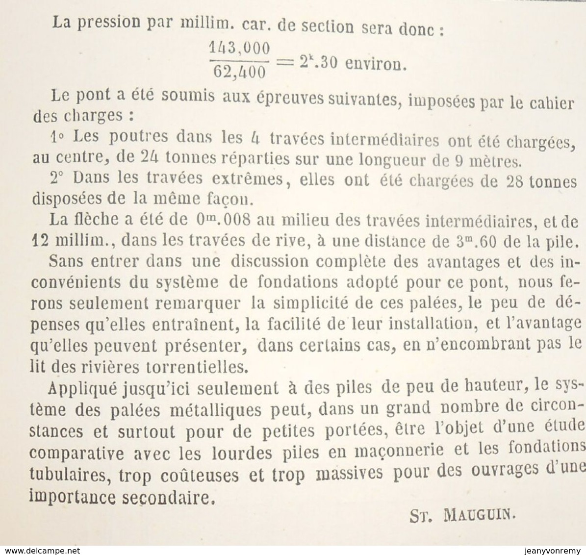 Plan d'un Pont en tôle sur pieux à vis du chemin de fer de Santiago à Valparaiso. Chili. 1860